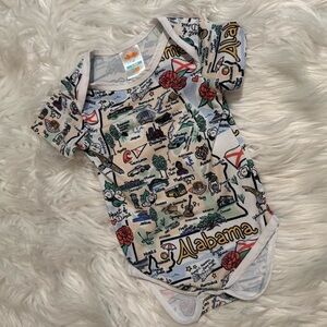 Fish Kiss Baby 3-6M Alabama Map Print Bodysuit‎ One Piece Short Sleeve